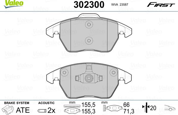 Valeo 302300 - Jarrupala, levyjarru inparts.fi