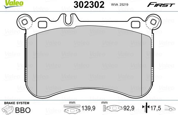 Valeo 302302 - Jarrupala, levyjarru inparts.fi