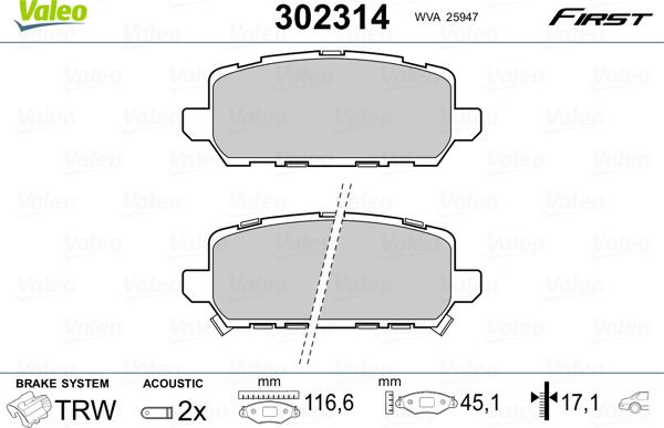 Valeo 302314 - Jarrupala, levyjarru inparts.fi