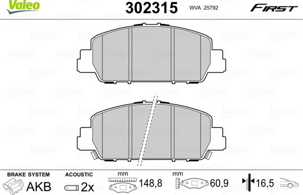 Valeo 302315 - Jarrupala, levyjarru inparts.fi