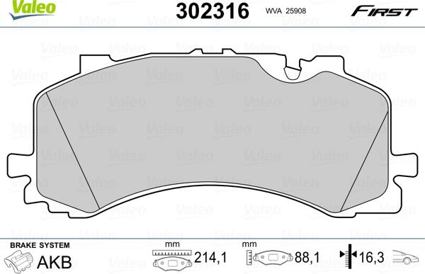 Valeo 302316 - Jarrupala, levyjarru inparts.fi