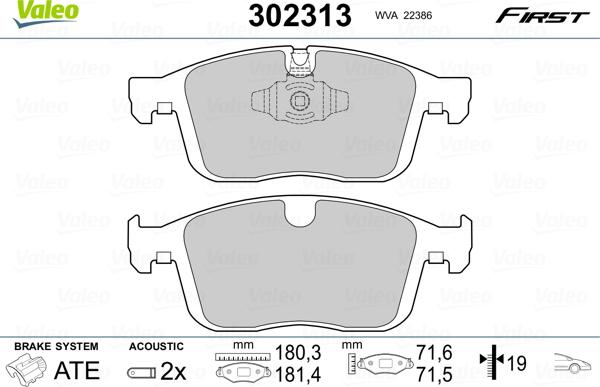 Valeo 302313 - Jarrupala, levyjarru inparts.fi