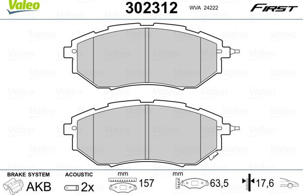 Valeo 302312 - Jarrupala, levyjarru inparts.fi