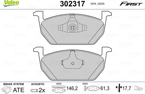 Valeo 302317 - Jarrupala, levyjarru inparts.fi