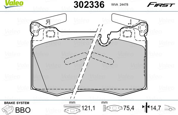 Valeo 302336 - Jarrupala, levyjarru inparts.fi