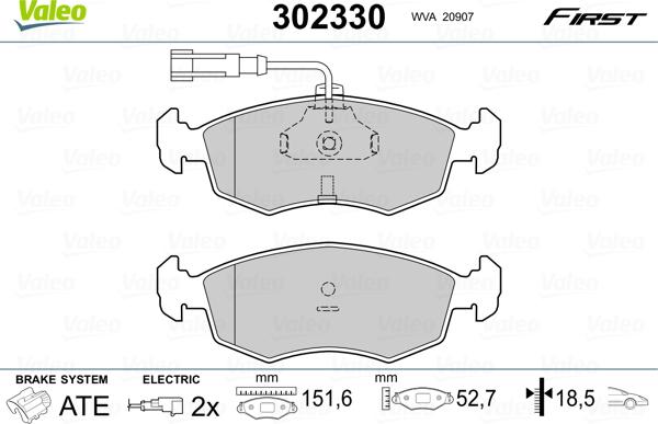 Valeo 302330 - Jarrupala, levyjarru inparts.fi