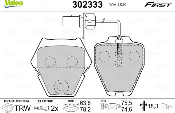 Valeo 302333 - Jarrupala, levyjarru inparts.fi