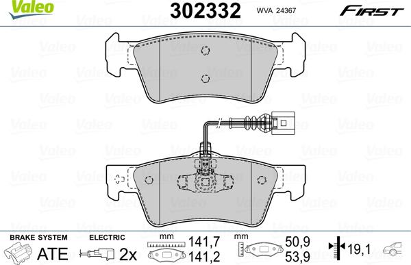 Valeo 302332 - Jarrupala, levyjarru inparts.fi