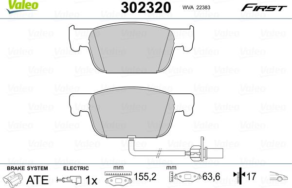 Valeo 302320 - Jarrupala, levyjarru inparts.fi