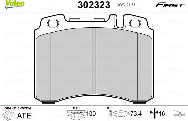 Valeo 302323 - Jarrupala, levyjarru inparts.fi