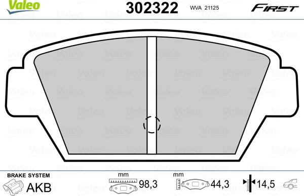 Valeo 302322 - Jarrupala, levyjarru inparts.fi