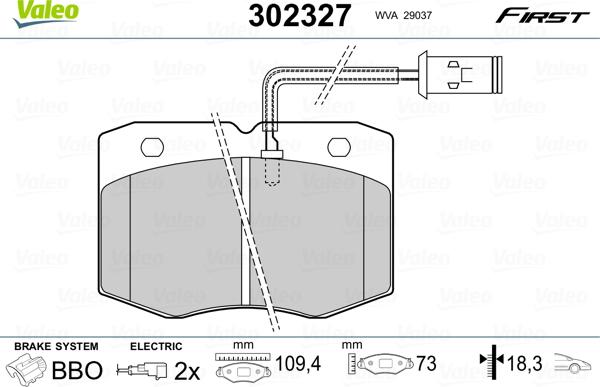 Valeo 302327 - Jarrupala, levyjarru inparts.fi