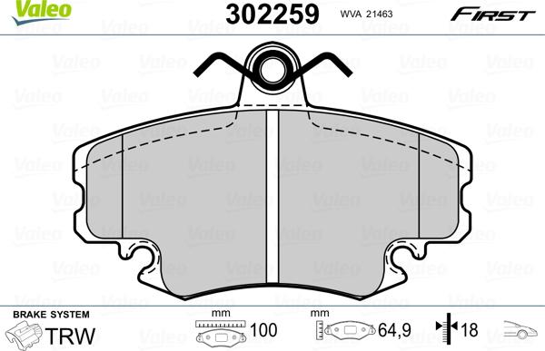 Valeo 302259 - Jarrupala, levyjarru inparts.fi