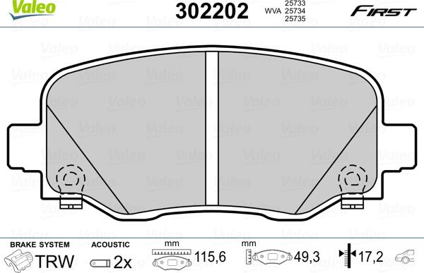 Valeo 302202 - Jarrupala, levyjarru inparts.fi