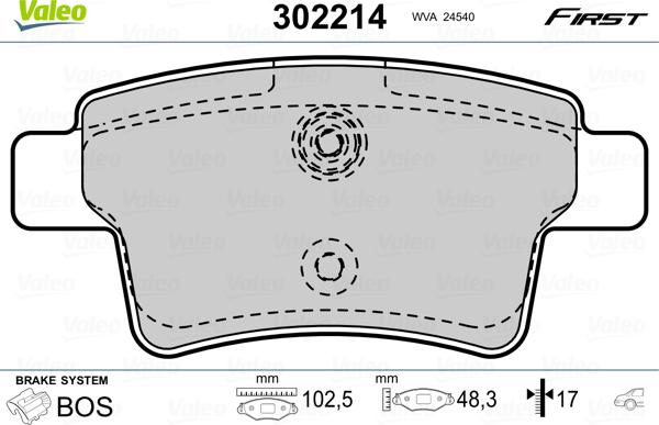 Valeo 302214 - Jarrupala, levyjarru inparts.fi