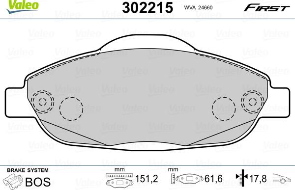 Valeo 302215 - Jarrupala, levyjarru inparts.fi