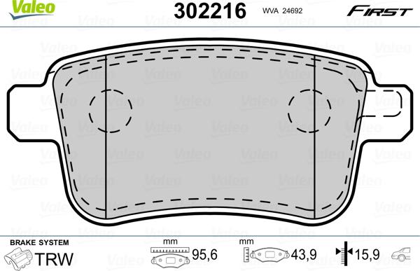 Valeo 302216 - Jarrupala, levyjarru inparts.fi