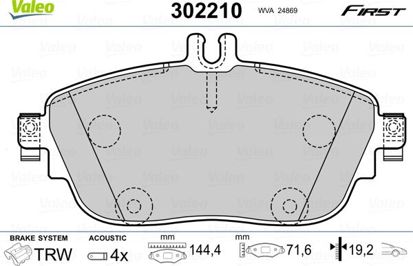 Valeo 302210 - Jarrupala, levyjarru inparts.fi