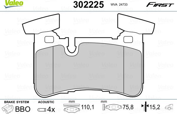 Valeo 302225 - Jarrupala, levyjarru inparts.fi