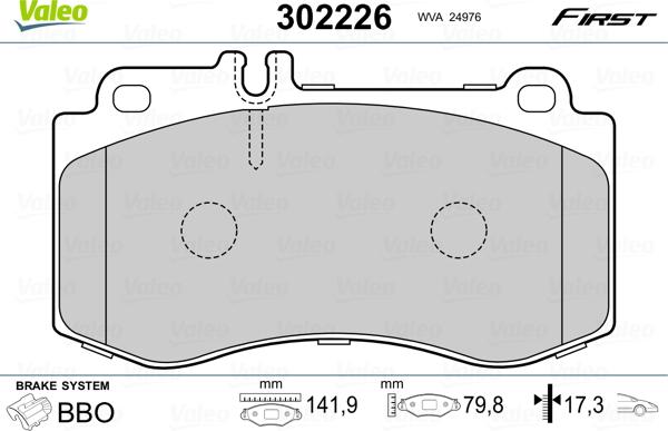 Valeo 302226 - Jarrupala, levyjarru inparts.fi