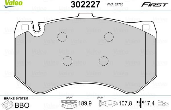 Valeo 302227 - Jarrupala, levyjarru inparts.fi