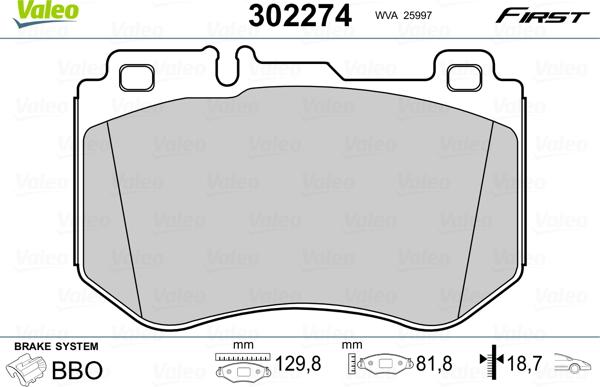 Valeo 302274 - Jarrupala, levyjarru inparts.fi