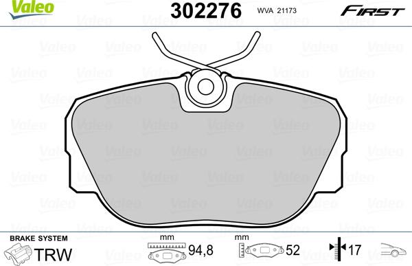 Valeo 302276 - Jarrupala, levyjarru inparts.fi