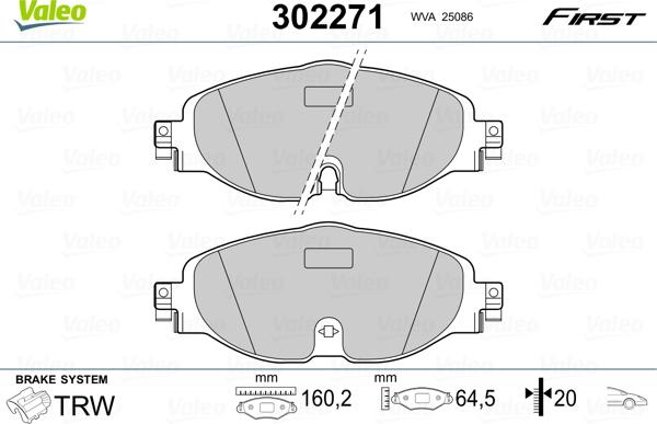 Valeo 302271 - Jarrupala, levyjarru inparts.fi