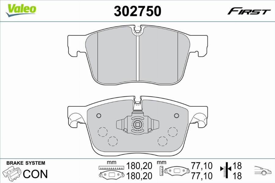 Valeo 302750 - Jarrupala, levyjarru inparts.fi