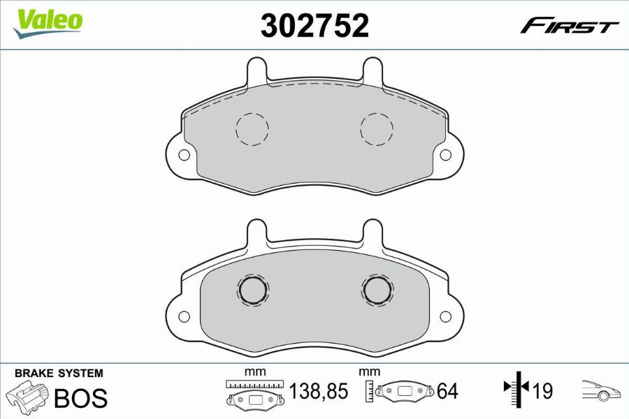 Valeo 302752 - Jarrupala, levyjarru inparts.fi