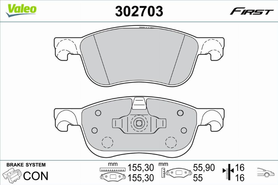 Valeo 302703 - Jarrupala, levyjarru inparts.fi