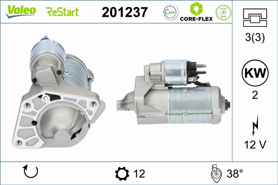 Valeo 201237 - Käynnistinmoottori inparts.fi