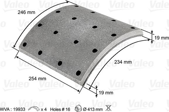 Valeo 219933 - Jarruhihnasarja, jarrurumpu inparts.fi