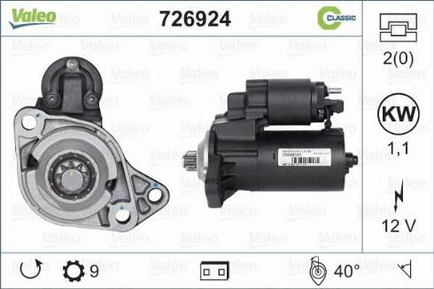 Valeo 726924 - Käynnistinmoottori inparts.fi