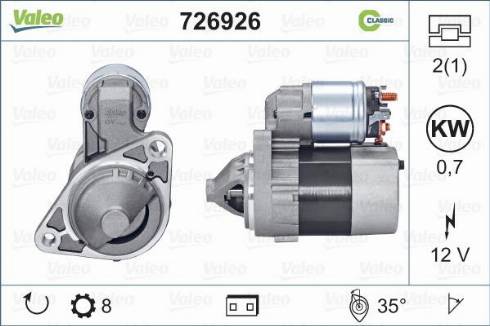 Valeo 726926 - Käynnistinmoottori inparts.fi