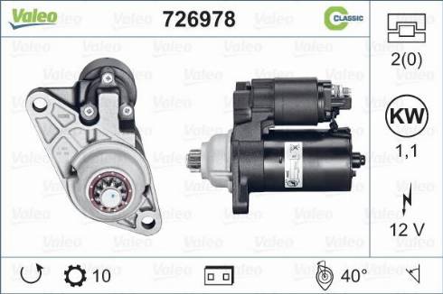 Valeo 726978 - Käynnistinmoottori inparts.fi