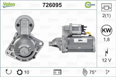 Valeo 726095 - Käynnistinmoottori inparts.fi