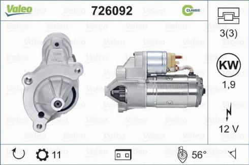 Valeo 726092 - Käynnistinmoottori inparts.fi