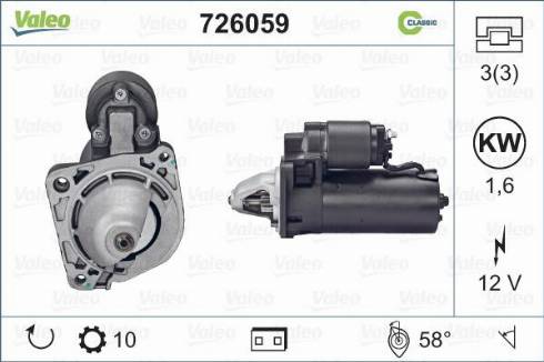 Valeo 726059 - Käynnistinmoottori inparts.fi