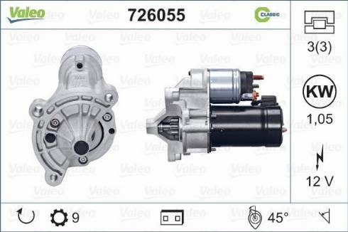 Valeo 726055 - Käynnistinmoottori inparts.fi