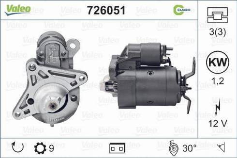 Valeo 726051 - Käynnistinmoottori inparts.fi