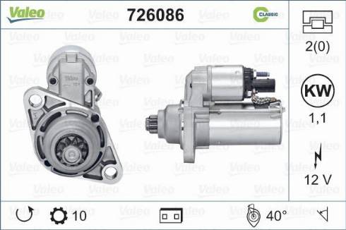 Valeo 726086 - Käynnistinmoottori inparts.fi