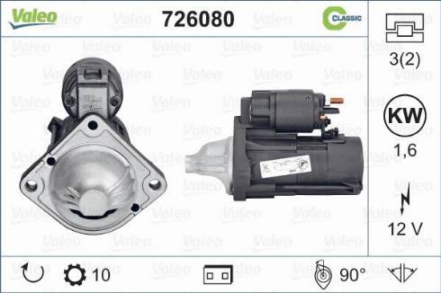 Valeo 726080 - Käynnistinmoottori inparts.fi