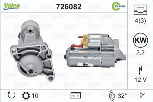 Valeo 726082 - Käynnistinmoottori inparts.fi