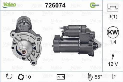 Valeo 726074 - Käynnistinmoottori inparts.fi