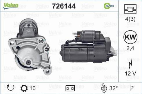 Valeo 726144 - Käynnistinmoottori inparts.fi