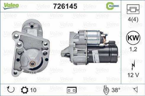 Valeo 726145 - Käynnistinmoottori inparts.fi