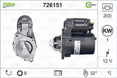 Valeo 726151 - Käynnistinmoottori inparts.fi