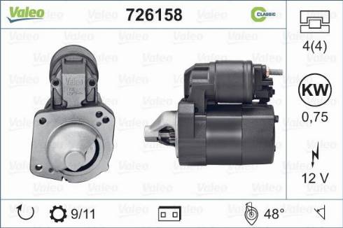 Valeo 726158 - Käynnistinmoottori inparts.fi