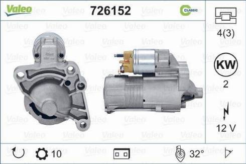 Valeo 726152 - Käynnistinmoottori inparts.fi